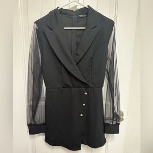 NWOT Black Tuxedo Romper M